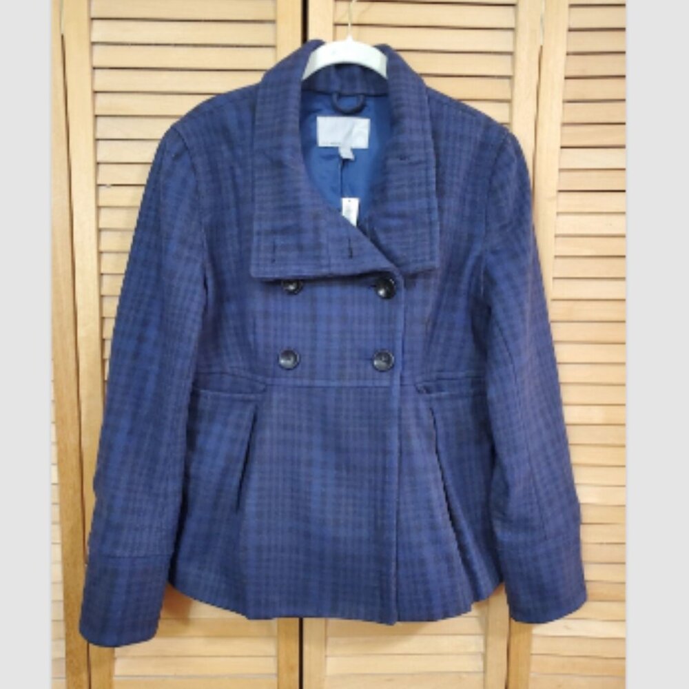 Old Navy Wool Blend Double Breasted Peplum Pea Coat M